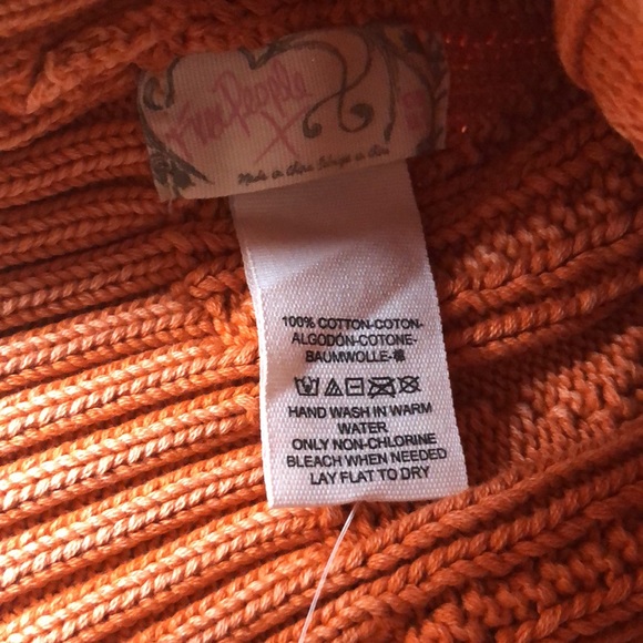 Free People Stormi Wahed Beanie Cable Knit Orange-NWT - Picture 8 of 8
